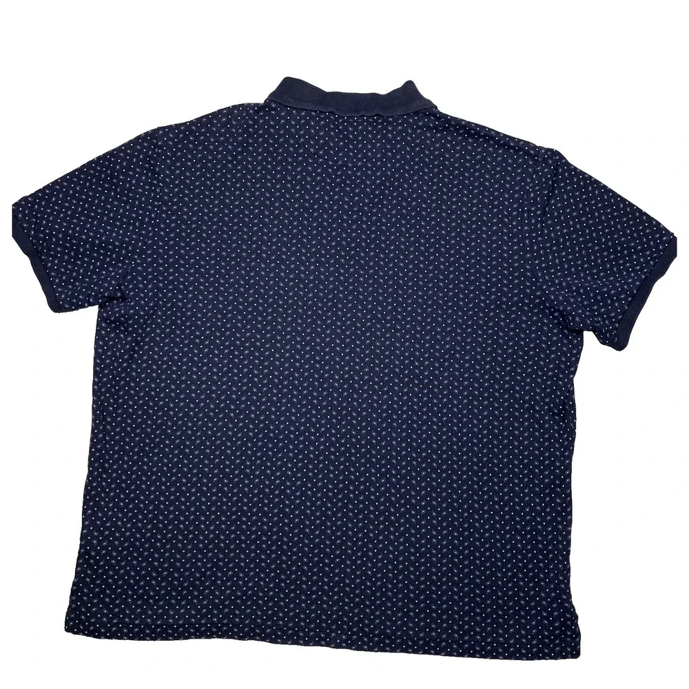 Polo Ralph Lauren Shirt Mens Large Navy Blue Paisley Dot Classic Fit‎ Polo
